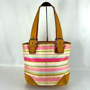 Coach Hampton Pastel Multicolor Stripe Shoulder Bag Purse No. M05S-5175
